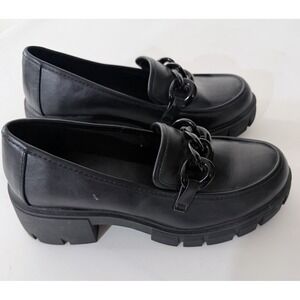 Madden‎ NYC Chunky Shoes Womens 8.5 Black Platform Chain Y2K Gothic Loafers